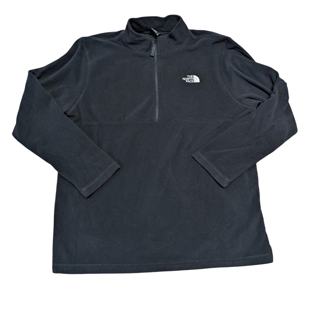 The North Face Mens XL Black Fleece 1/4 Zip Pullover‎ Mock Neck Sweater Logo